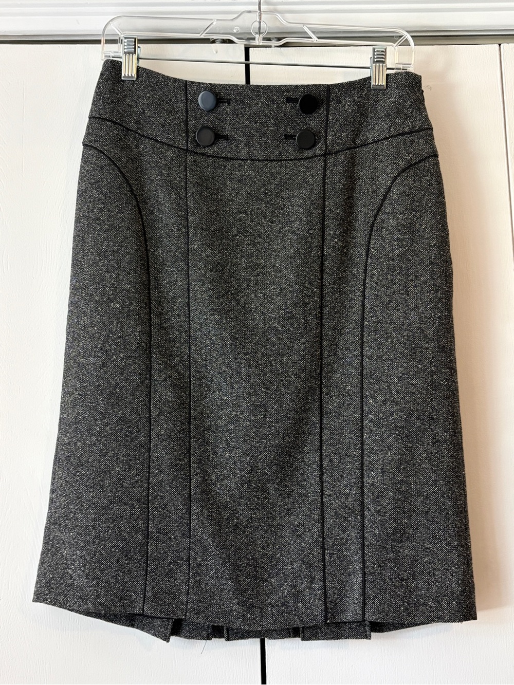 Ann Taylor Charcoal Gray Pencil Skirt with Front Button Detail